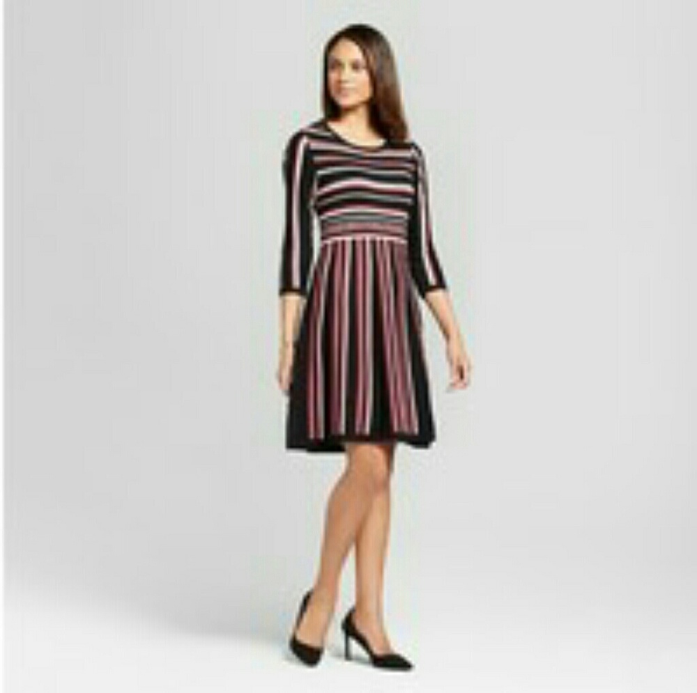 Studio One Women's Striped Long Sleeve Sweater Dre